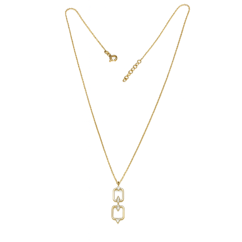 Colar c/Pendente quadrado Zircônias