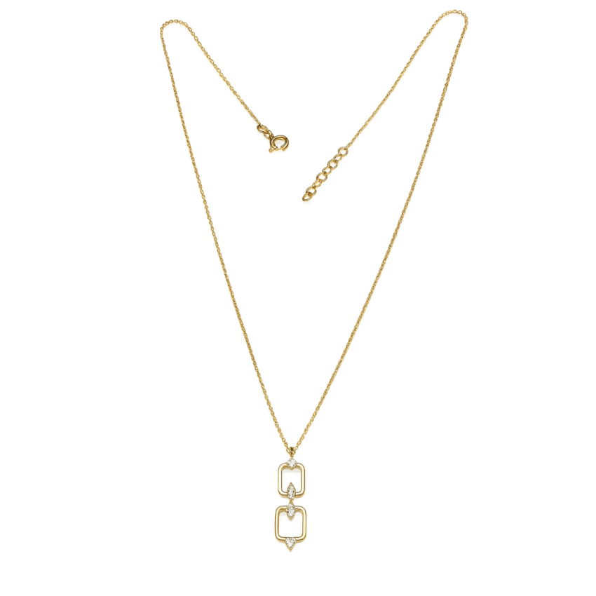 Colar c/Pendente quadrado Zircônias